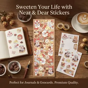 Cartoon Chocolate Color Pudding Stickers, High-Quality Embossed Decals for Scrapbooks, Notebooks, Phone & Tablet Decorations