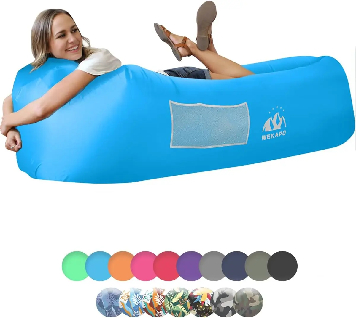 Inflatable Couch Air Lounger Chair - Portable, Easy-Setup Sports & Outdoor Air Hammock for Camping, Beach, Hiking Lawn Use