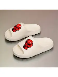 1 pair of men's boxing glove design - ultra-soft EVA slippers, men's style, comfortable and non-slip, with a 1.38inch thick sole, perfect for casual summer wear, hand washable