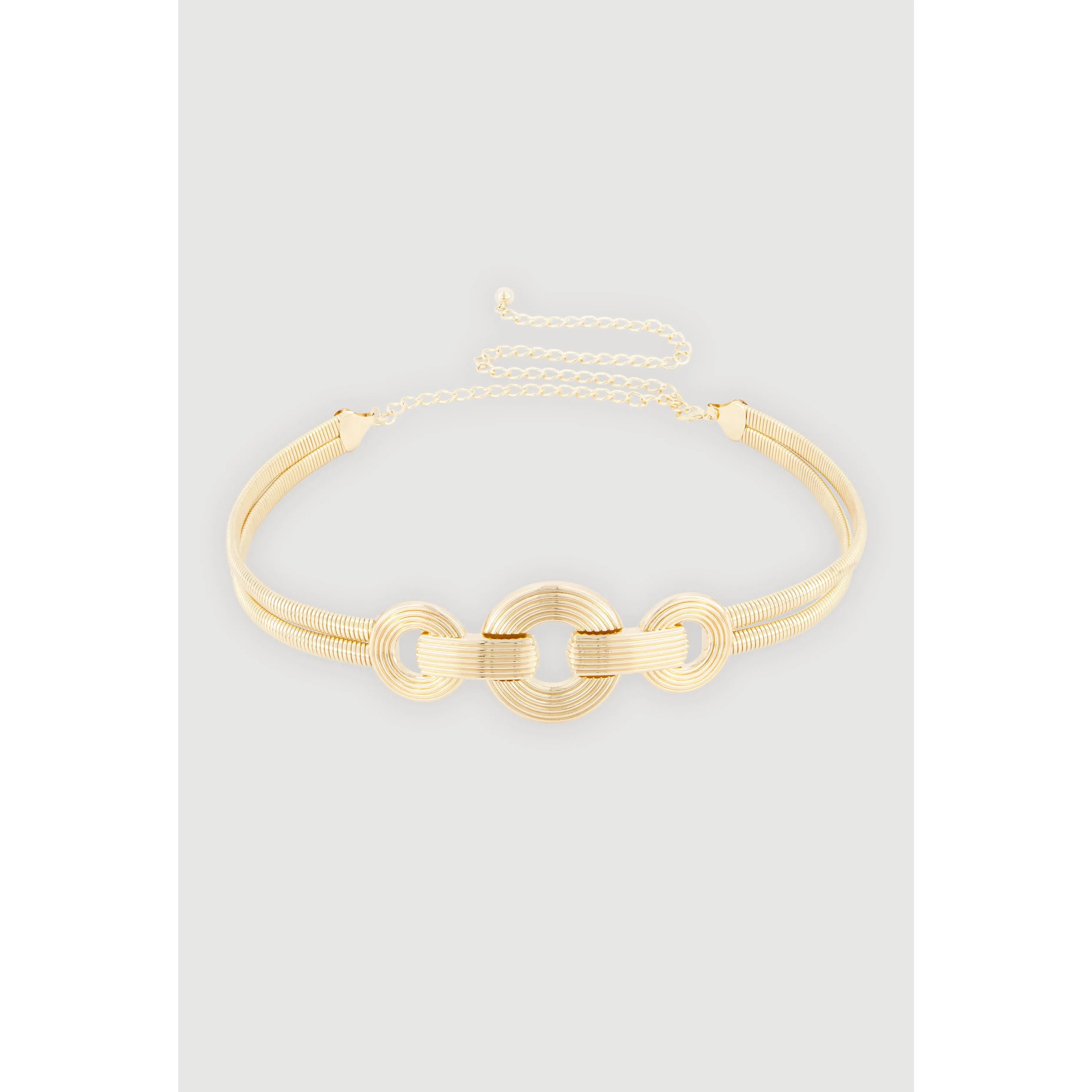 Metallic Triple Ring Snake Chain Belt