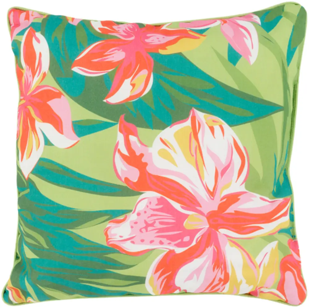 Livabliss UL010-1616 Ulani Throw Pillow, 100% Polyester Woven Fabric, Botanical Print, Floral Theme, Nature-Inspired, Outdoor Safe, 16x16x4 in.