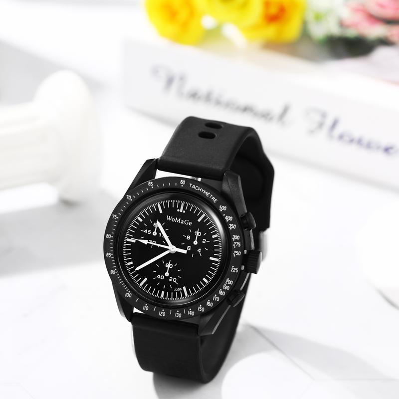 Men Women Silicone Watch - Analog Quartz Timepiece with Triple Sub-dials Fashion Casual Outdoor Sports Wristwatch for Christmas