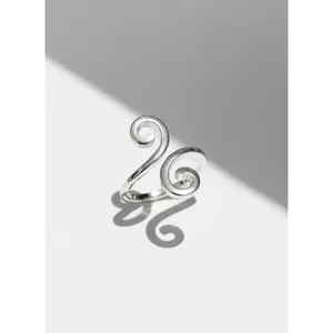 Sterling Silver 925 Spiral Minimalist Adjustable Ring
