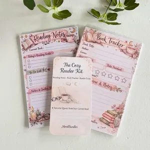 Cozy Reader Kit by MoodBundles | Book Tracker, Reading Notes, Tabs & Bookmark Set for Book Lovers