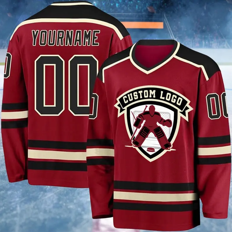 Custom Hockey Jersey Practice Jerseys for Men Women Youth Personalized Stitched or Printed Name Number Logo Hockey Long Sleeve Jersey