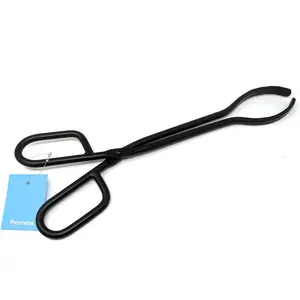 Black Heavy Duty Cast Iron Fire Place Log Tongs for Indoor Fire/Fire Pits Accessories/Tongs for Outdoor Stove/Long Logs Tweezers/Firewood Tongs/Campfire Tongs