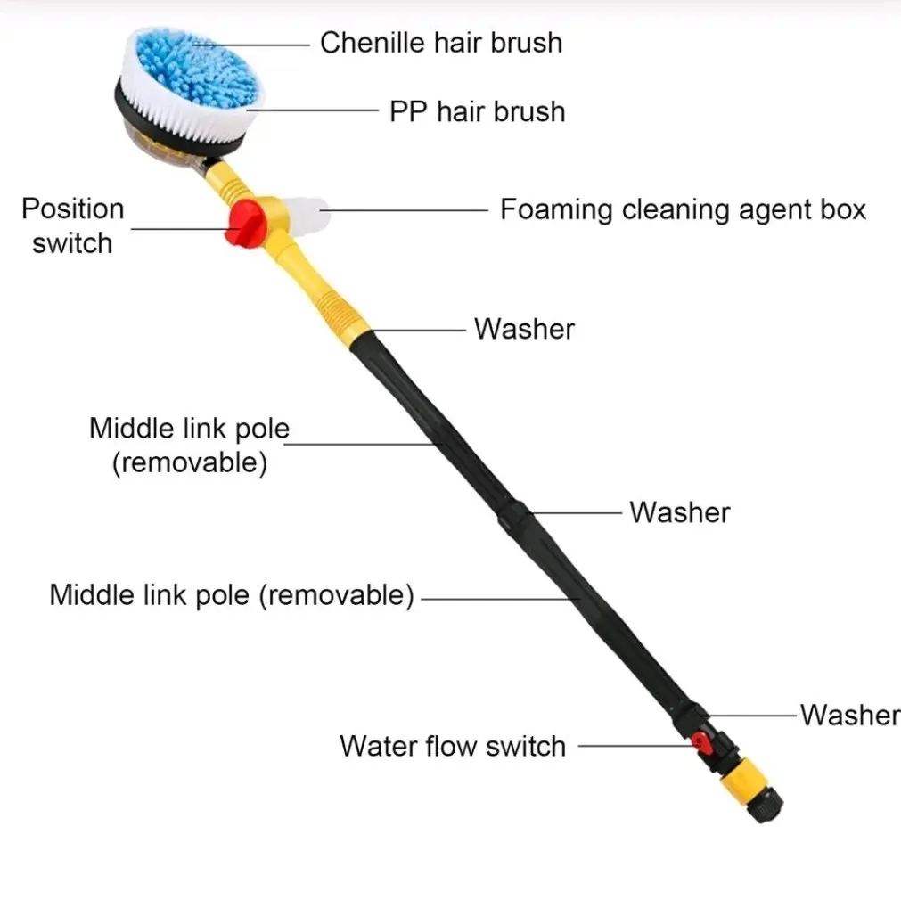 360° Rotating Car Cleaning Foam Brush with Extended Handle