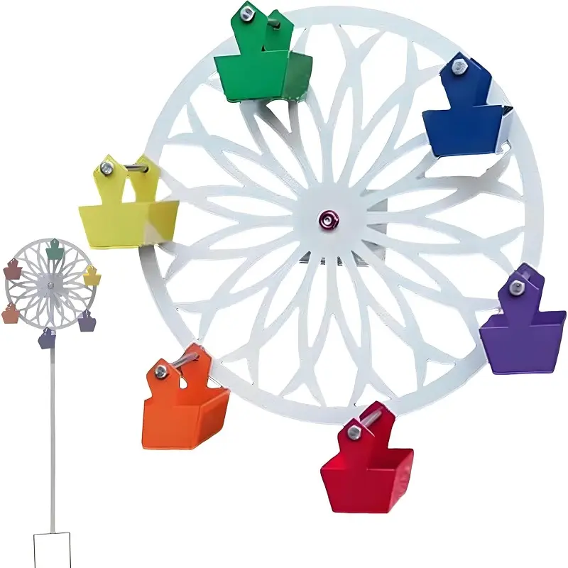 Rotating Ferris Wheel Bird Feeder, The Ferris Wheel of Fun for Your Feathered Friends, Outdoor Hanging Hummingbirds Install Windmill Feed with 6 Buckets, Suitable for Outdoor and Backyard Use