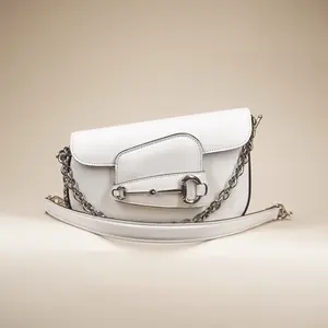 Pre-owned GUCCI leather Shoulder Bags Calfskin Mini Horsebit 1955 Asymmetric Shoulder Bag White