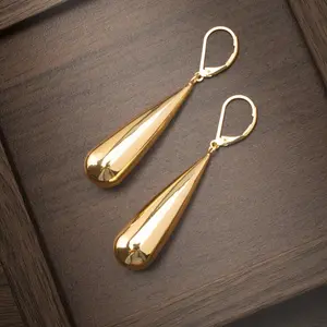A Pair of Long Teardrop Earrings, Ladies' Stainless Steel Jewelry, 18K Gold-plated Copper Accessories, Suitable for Daily Wear, Weddings, Dates, Parties and Vacations, Wedding Jewelry, Party Accessories, Minimalist Jewelry, Elegant Earrings, Anti-all