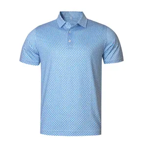 Sky Blue Chevron Wave Performance Polo