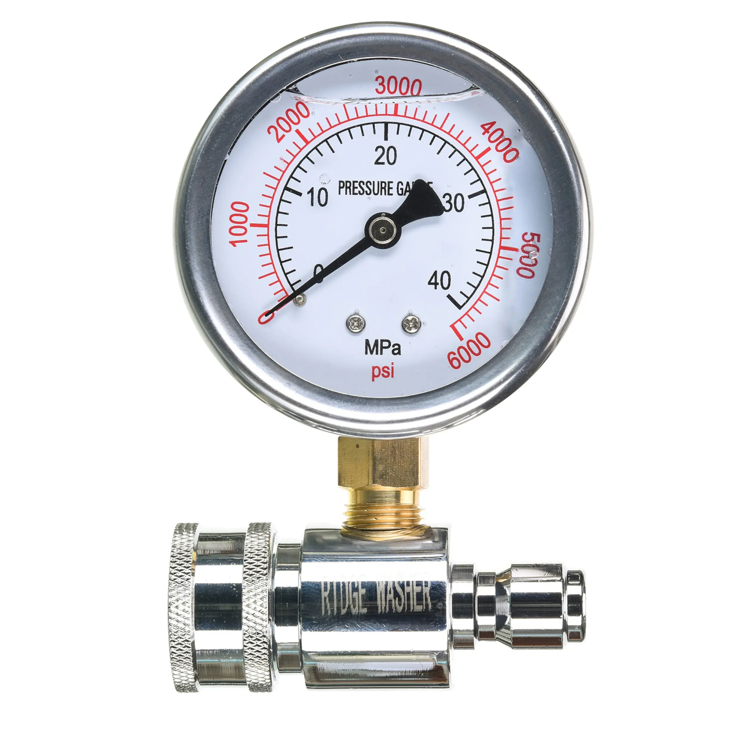RIDGE WASHER Pressure Test Gauge - 3/8 in Quick Connect Socket & Plug, 6000 PSI, Accurate Readings, Vibration-Free, Compatible with Most Brands and Models (DealsForYouDays)