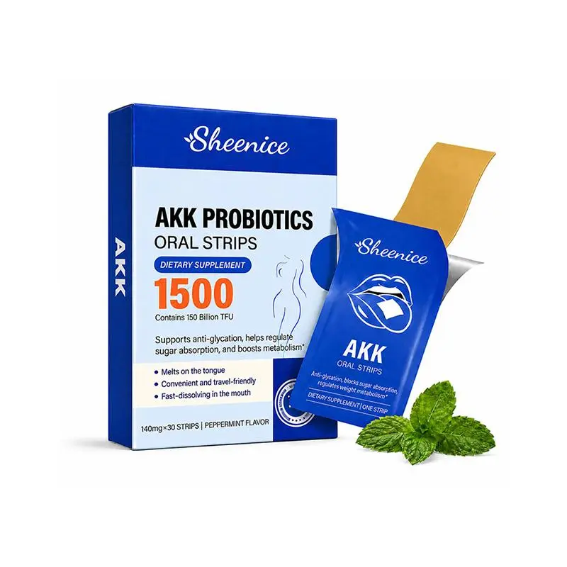 Sheenice Akkermansia Probiotic Strips, Metabolic Support, Contains 150 Billion TFU Live Active Probiotics, Delayed‑Release Technology, Third‑Party Tested, 30 Strips