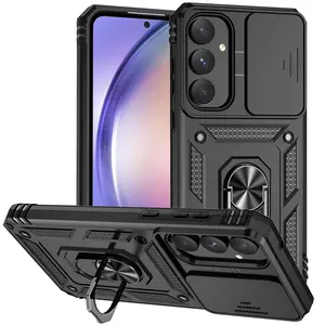 Case For Samsung A55,Dual-Layer Protective Shockproof Ring Stand Phone Case Protector with Lens Cover for Samsung Galaxy A55 5g, Durable Smartphone Accessory, Perfect Fit