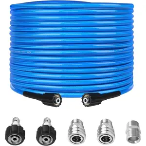 High  Washer Hose 50 FT X 1/4 Inch, Kink Resistant Power Washer Extension Replacement Hose With Heavy Duty M22 Female x 3/8" Quick Connect Kit, 3000 PSI