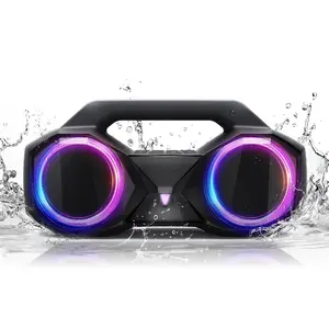 Speaker 80W()Loud with Bass, 20H Playtime, IPX7 , RGB Lights, TWS, Large Portable  Speakers for Outdoor, , Party, Pool, Beach, Tailgating, Gym, Work, Gifts (Black)