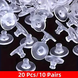 20pcs Hook Earring Backs, Transparent Safety Plug, Soft Clip Earring Pin Replacement, Ear Closures for Dangle Earrings, Secure Fit