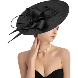 Church Fascinator Hats for Women,20s 50s Linen  Hat for Derby/Church/Wedding// Party