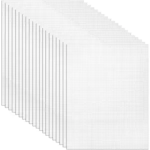 20 Pack 7 Count Clear Plastic Mesh Canvas Sheets for Embroidery Crafting - 10.5" x 13.5"