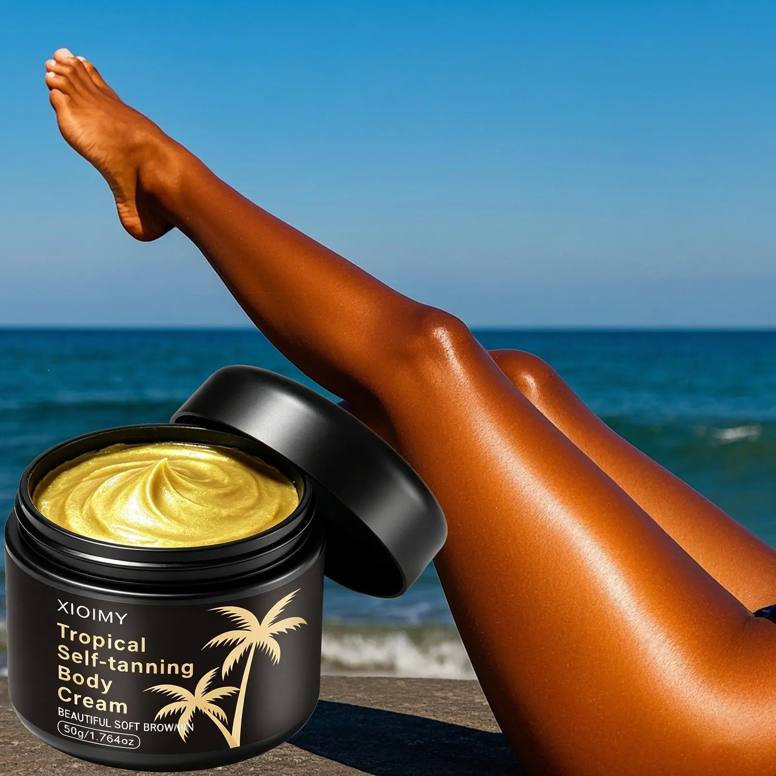Coconut Tropical Self-Tanning Balm, Waterproof Long-Lasting, Indoor Use, Moisturizing, Easy to Carry, Paraben-Free, Sunless Tanner, Body Tanner