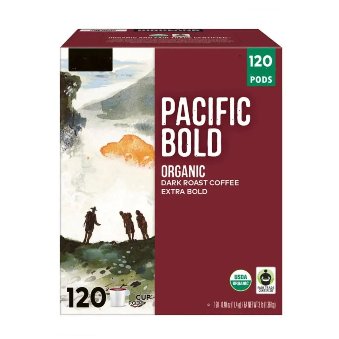 Pacific Bold Coffee, Dark Roast, Coffee Pods, 120 Count Value Pack (Packaging May Vary)(Some Orders will ship in a Brown Box instead of the art printed box) BY Kirkland_Signature