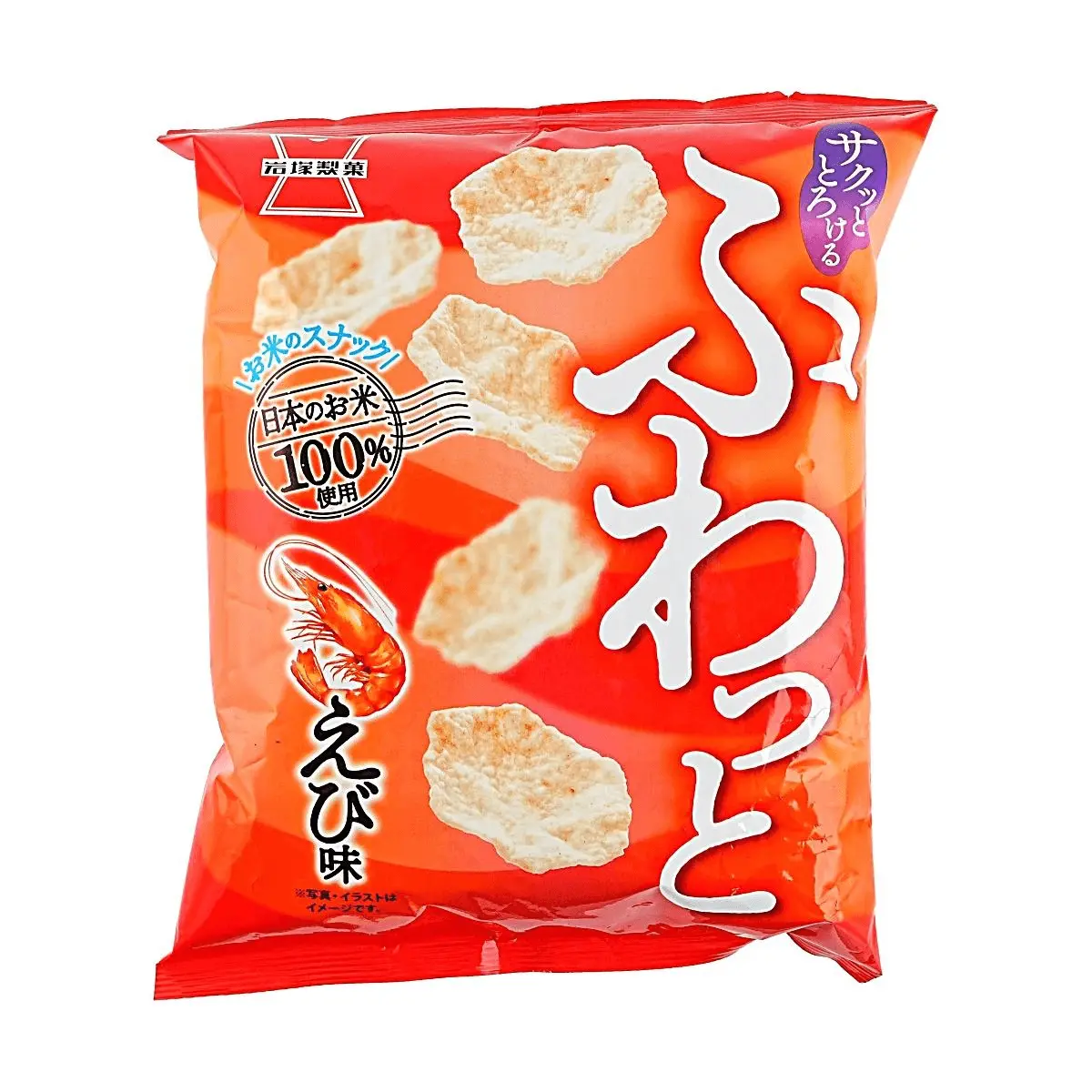 IWATSUKA SEIKA Japanese Rice Crackers - Light & Crispy Shrimp Flavored Senbei, 35g - Melts in Your Mouth, Made with 100% Japanese Rice