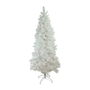 Northlight 9' Prelit Slim Flocked White Pine Christmas Tree