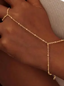 Adjustable Handmade Chain Finger Ring Bracelet, Durable Elegant Daily Accessory for Women