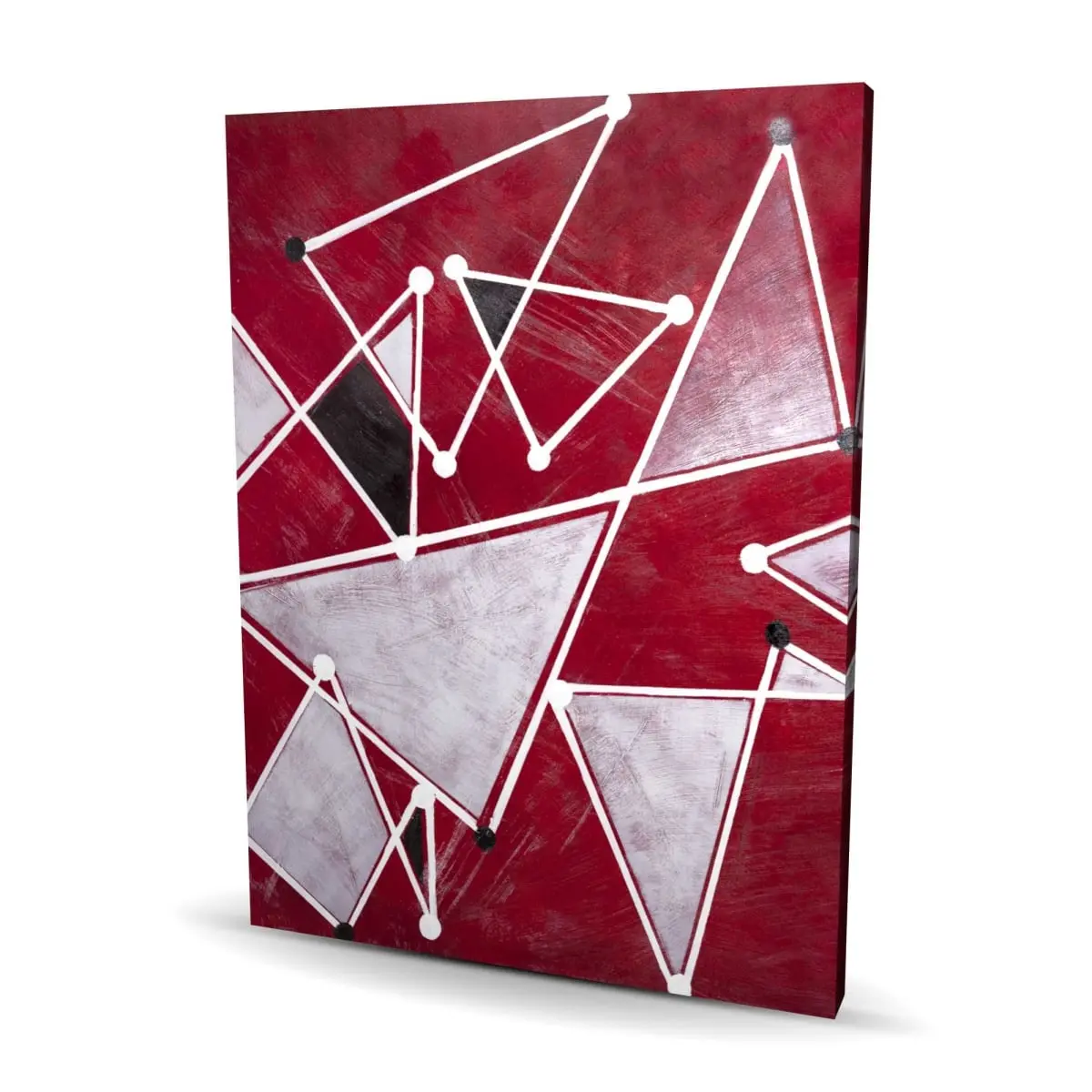 Begin Home Decor C1RC3648K69D1Q 36 x 48 in. White Triangles on Red Background - Abstract Canvas Art