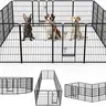 Portable Dog Enclosure with Door, 8/16 Panel Metal Pet Playpen 23–39 Inch Tall for Indoor Home, Outdoor Yard, Camping & RV Use