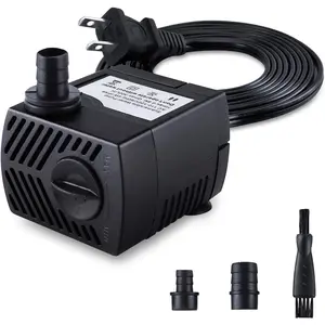 Fountain Pump, 80GPH(4W 300L/H) Submersible Water Pump, Durable Outdoor Fountain Water Pump with 7.2ft(2.2m) Power Cord, 3 Nozzles for Aquarium, Pond, Fish , Water Pump Hydroponics, Fountain