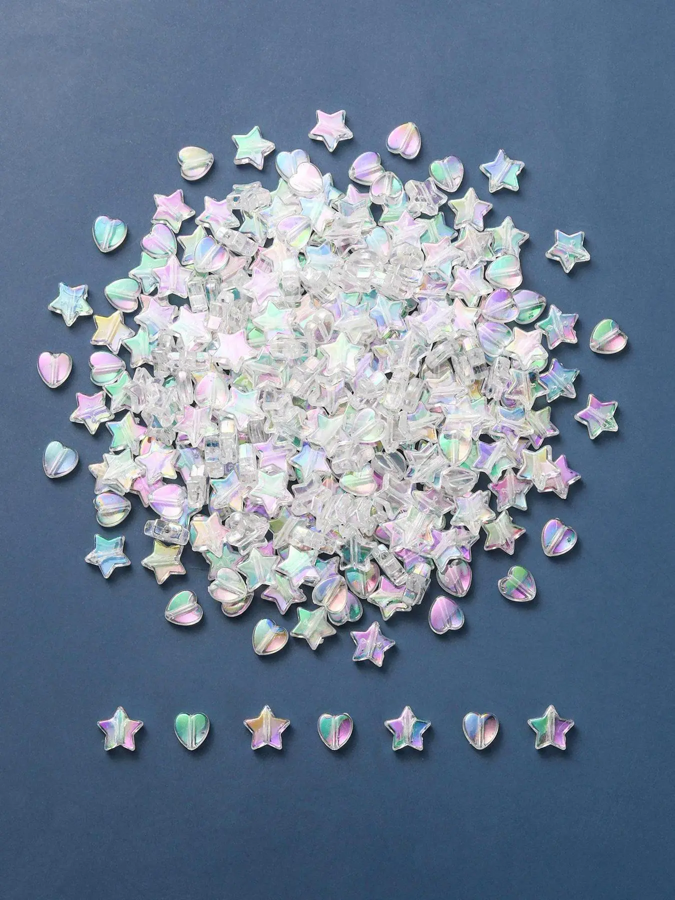 Cute Heart & Star Beads Set, Clear Acrylic Beads for DIY Bracelet & Necklace & Keychain, Fashion Exquisite DIY Jewelry for DIY Gift for Friends