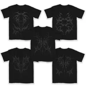 Black Cyber Sigilism Gothic Style T-Shirt - Multiple Styles to Choose From - Unisex, Oversized Fit, Emo Goth Style Cotton T-Shirt Fashion Fabric Top