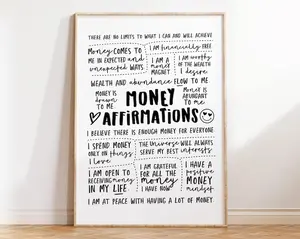 Money Manifestation Poster, Daily Money Affirmations Wall Art, Manifest Wall Art, Financial Affirmations, Unframe Quality Paper Print