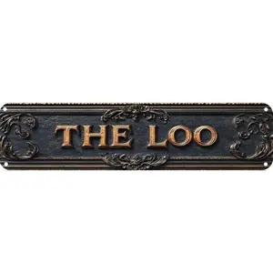 Vintage Tin the Loo Sign, Retro Metal Bathroom Decor, Funny Wall Art Plaque, 4x16 Inch, Unique Bathroom Accessories, Rustic Farmhouse Design, Rustic Style