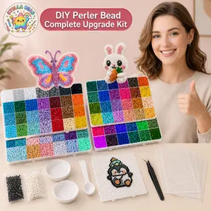 Fuse Beads Kit Melty Perler Beads with Pegboards Tweezers Ironing Cloth DIY Pixel Art Handmade Craft Toy for Kids Beginners