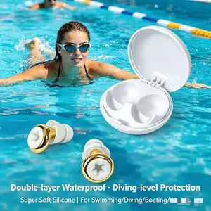 Reusable Silicone Ear Plugs, Waterproof Swimming Ear Plugs, Noise Reduction Sleep Ear Plugs, Soft Silicone, Reusable, for Camping, Swimming, Concerts, Travel