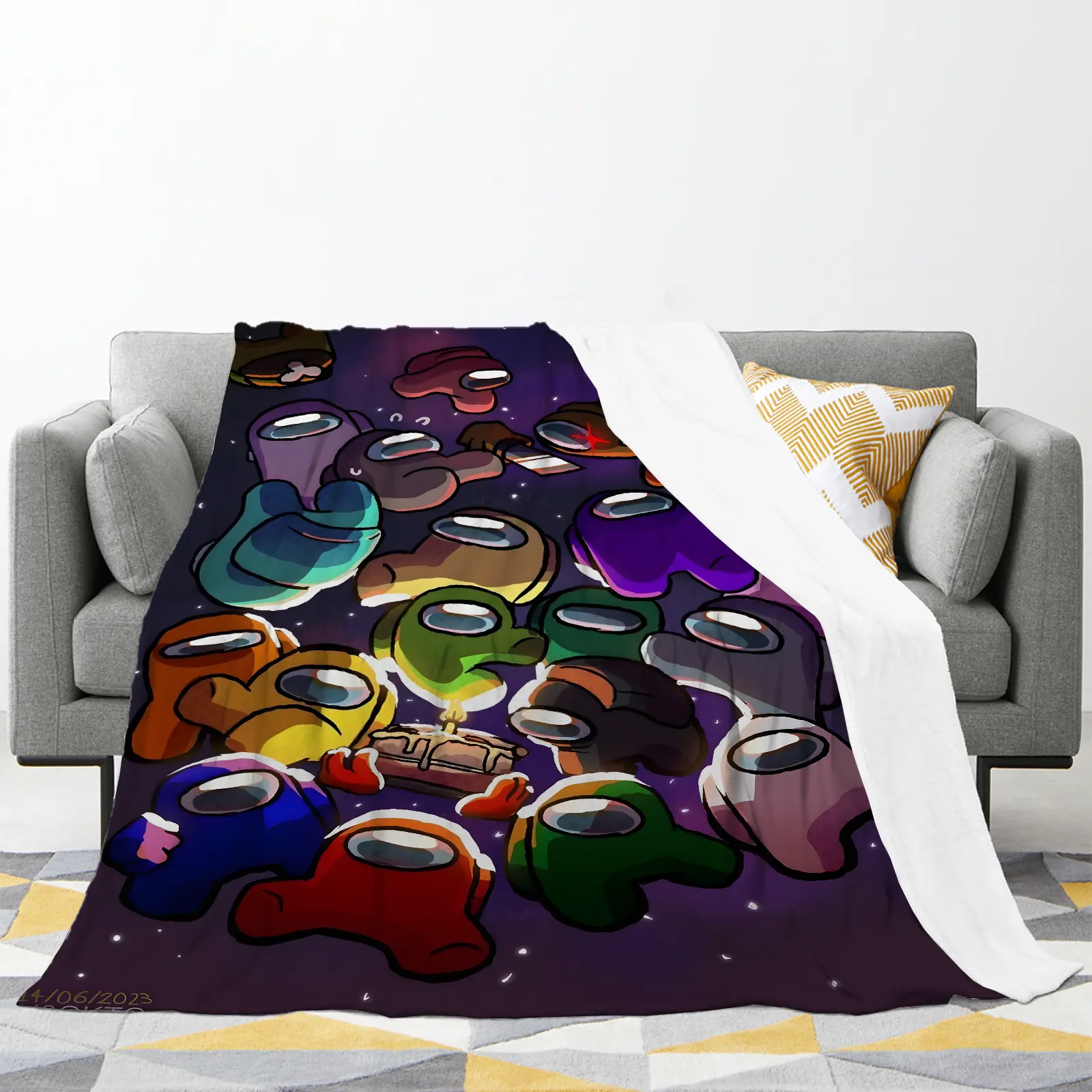 Ultra Soft Breathable Among Us Throw Blanket for Couch Sofa Bed Gaming Room All Season Fun Birthday Christmas Gift for Gamer Plush Flannel Throw Blanket Non Shedding