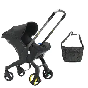 Convertible 4in1 Infant Car Seat Stroller Combo, Multifunctional Travel System with Basket & Cradle, 5-Point Safety Harness for Newborn Baby Travel