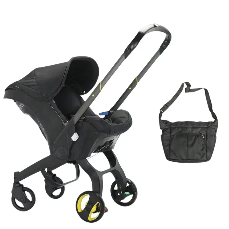 Convertible 4in1 Infant Car Seat Stroller Combo, Multifunctional Travel System with Basket & Cradle, 5-Point Safety Harness for Newborn Baby Travel