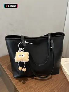 Classic Embossed Letter Handbag, Multifunctional Shoulder Bag, PU Tote Bag, Casual Commuter Bag, Zip Closure, Large Capacity Casual Fashion Bag, Ideal for Shopping