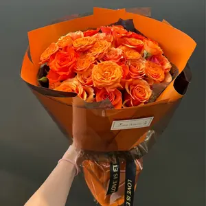 (Orange & Yellow) Korean Style Solid-Color Flower Bouquets Wrapping Paper floral wrappingpaper