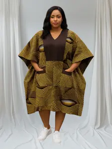 AS4D Ankara Knee Length Dress Designed With Aso Oke