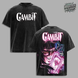 InkVerse Limited Edition Gambit V2 X-Men Cards Charge Graphic Tee, Mutant Hero Remy LeBeau Design T Shirt, Comic Illustration Style, Oversized Streetwear Unisex Tee, Vintage Style, Gift for Fans