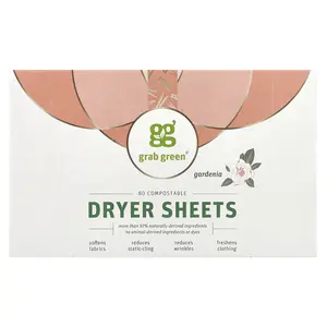 Grab Green Dryer Sheets, Gardenia, 80 Compostable Sheets