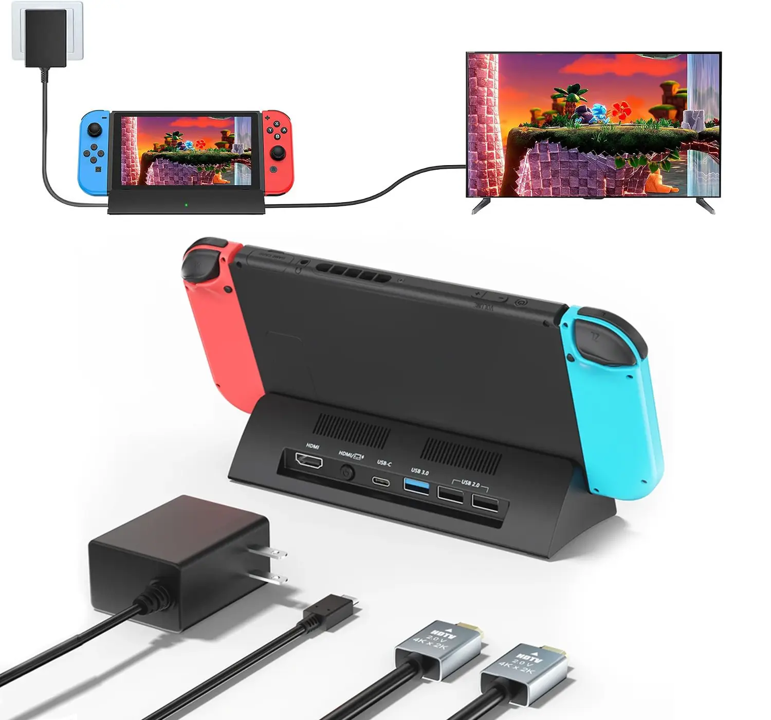 Switch Dock 6-in-1 USBC Docking Station with Stand,4K@120Hz DP, PD 100W, USB A&C 3.2, TF/SD for Switch OLED/SWITCH  etc.tiktokshopbacktoschool