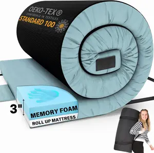 Hazli Memory Foam Camping Mattress - Portable Sleeping Pad for Home and Camping - Comfortable Roll Up Mat with Carry Bag