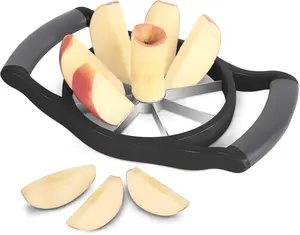 Newness 5.12 Inch Extra Large Apple Slicer, Heavy Duty Apple Cutter 8 Slices, Durable Apple Corer Cutter Slicer, Stainless Steel Apple Slicer and Corer - for Apple, Potato, Onion and More, Black Newness Focus On Stainless Steel