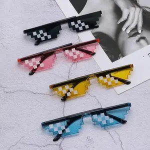 Pixelated Design Sunglasses, Retro Gamer Robot Sunglasses, Funny Mosaic Sunglasses, Birthday Party Cosplay Favors, Motorcycle Accessories