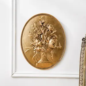 Vintage Oval Resin Wall Art Decor, Hand-Painted European Style Ornament, Home Hotel Photography Prop, 8x6 Inches